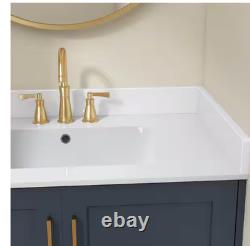 NTQ 30 po. Dosseret de meuble-lavabo à surface solide pour salle de bain en blanc