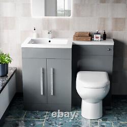 Nes Accueil 1100mm LH Meuble Vasque Gris Clair sur Pieds avec Toilette, WC et Lavabo