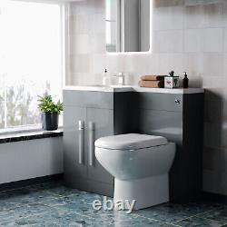 Nes Accueil 1100mm LH Meuble Vasque Gris Clair sur Pieds avec Toilette, WC et Lavabo