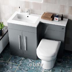 Nes Accueil 1100mm LH Meuble Vasque Gris Clair sur Pieds avec Toilette, WC et Lavabo