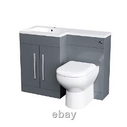 Nes Accueil 1100mm LH Meuble Vasque Gris Clair sur Pieds avec Toilette, WC et Lavabo