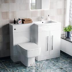 Nes Home 1100mm Meuble vasque blanc autoportant RH avec WC et toilettes BTW