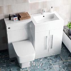 Nes Home 1100mm Meuble vasque blanc autoportant RH avec WC et toilettes BTW