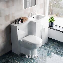 Nes Home 1100mm RH Meuble-lavabo autoportant avec toilettes murales, cuvette WC blanche.