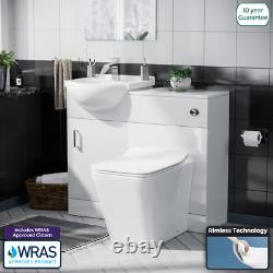 Nes Home Blanc 950mm Meuble Vasque à Monter et Toilettes Dos au Mur