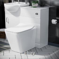 Nes Home Blanc 950mm Meuble Vasque à Monter et Toilettes Dos au Mur