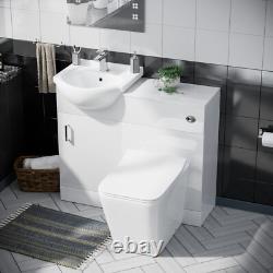 Nes Home Blanc 950mm Meuble Vasque à Monter et Toilettes Dos au Mur