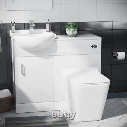 Nes Home Blanc 950mm Meuble Vasque à Monter et Toilettes Dos au Mur