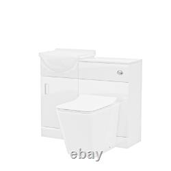 Nes Home Blanc 950mm Meuble Vasque à Monter et Toilettes Dos au Mur
