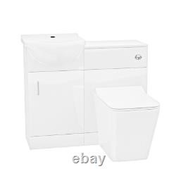 Nes Home Blanc 950mm Meuble Vasque à Monter et Toilettes Dos au Mur