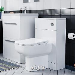 Nes Home Blanc Meuble Sous Vasque avec Tiroir de 1000 mm et Toilette Adossée avec Unité WC