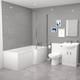 Nes Home Blanc Meuble Vasque De Salle De Bain En L Avec Wc Et Toilette Btw
