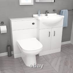 Nes Home Blanc Meuble Vasque de Salle de Bain en L avec WC et Toilette BTW