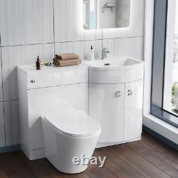 Nes Home Blanc RH 1100mm Unité de Lavabo et Toilettes Adossées au Mur