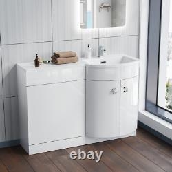 Nes Home Blanc RH 1100mm Unité de Lavabo et Toilettes Adossées au Mur