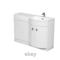 Nes Home Blanc RH 1100mm Unité de Lavabo et Toilettes Adossées au Mur