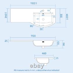 Nes Home Blanc RH 1100mm Unité de Lavabo et Toilettes Adossées au Mur