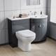 Nes Home Gris 1100mm Meuble Lavabo Wc à Droite Unité Toilette Dos Au Mur