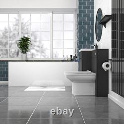 Nes Home Gris Foncé 500mm PVC Meuble de Salle de Bain à 2 Portes Unité WC Toilette et Ensemble de Baignoire