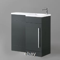 Nes Home Gris Unité de Lavabo 900mm, Unité de WC & Toilette Adossée au Mur