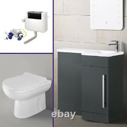 Nes Home Gris Unité de Lavabo 900mm, Unité de WC & Toilette Adossée au Mur