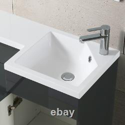 Nes Home Gris Unité de Lavabo 900mm, Unité de WC & Toilette Adossée au Mur