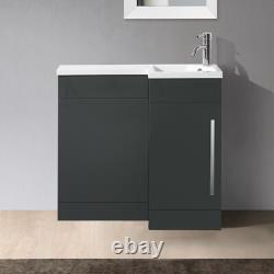 Nes Home Gris Unité de Lavabo 900mm, Unité de WC & Toilette Adossée au Mur