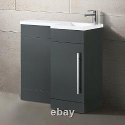 Nes Home Gris Unité de Lavabo 900mm, Unité de WC & Toilette Adossée au Mur
