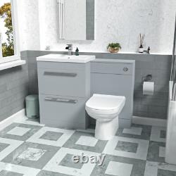 Nes Home Grise Mat 1100mm Meuble Vasque Sur Pied à 2 Tiroirs & Toilette Suspendue