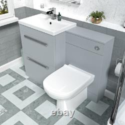 Nes Home Grise Mat 1100mm Meuble Vasque Sur Pied à 2 Tiroirs & Toilette Suspendue