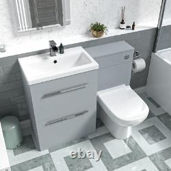Nes Home Grise Mat 1100mm Meuble Vasque Sur Pied à 2 Tiroirs & Toilette Suspendue