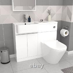 Nes Home Lavabo LH avec Poignée Unité WC Toilette Suspendue L Forme Baignoire LH et Écran de Panneau