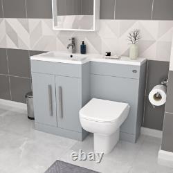 Nes Home Mat Gris Meuble Vasque 1100mm & Toilettes Suspendues
