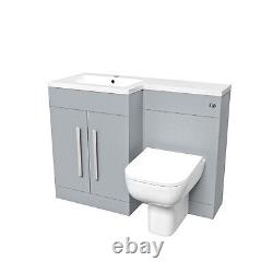 Nes Home Mat Gris Meuble Vasque 1100mm & Toilettes Suspendues