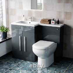 Nes Home Meuble Lavabo Autonome Gris 1100mm LH avec Toilette BTW, WC et Lavabo