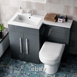 Nes Home Meuble Lavabo Autonome Gris 1100mm LH avec Toilette BTW, WC et Lavabo