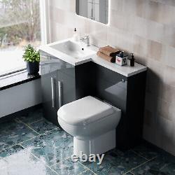 Nes Home Meuble Lavabo Autonome Gris 1100mm LH avec Toilette BTW, WC et Lavabo