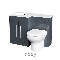 Nes Home Meuble Lavabo Autonome Gris 1100mm LH avec Toilette BTW, WC et Lavabo