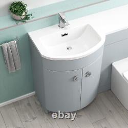 Nes Home Meuble Lavabo Mat Gris 1100mm à Gauche, Unité WC et Toilettes Raccordées au Mur