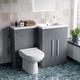 Nes Home Meuble Lavabo Wc Droit Mat Gris 1100mm & Toilette Dos Au Mur