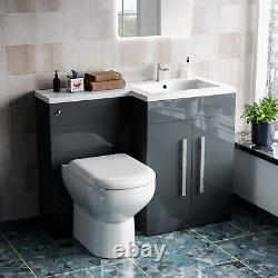 Nes Home Meuble Vasque Autonome Gris 1100mm avec Toilettes Suspendues, WC et Lavabo