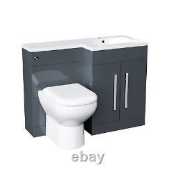 Nes Home Meuble Vasque Autonome Gris 1100mm avec Toilettes Suspendues, WC et Lavabo