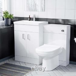 Nes Home Meuble Vasque Blanc 600mm avec Unité WC et Toilette Suspendue