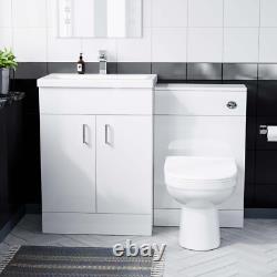 Nes Home Meuble Vasque Blanc 600mm avec Unité WC et Toilette Suspendue