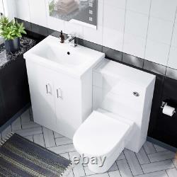 Nes Home Meuble Vasque Blanc 600mm avec Unité WC et Toilette Suspendue
