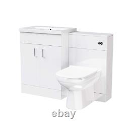 Nes Home Meuble Vasque Blanc 600mm avec Unité WC et Toilette Suspendue