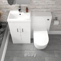 Nes Home Meuble Vasque Blanc Autonome 1000mm et Toilette Dos au Mur