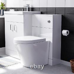 Nes Home Meuble Vasque Blanc Autoportant 1100mm & Toilette Rimless Adossée Au Mur