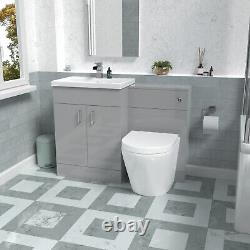 Nes Home Meuble Vasque Gris 1100mm avec Toilettes Dos au Mur