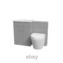 Nes Home Meuble Vasque Gris 1100mm avec Toilettes Dos au Mur